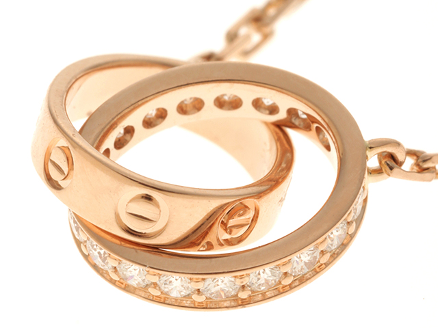Cartier カルティエ ネックレス ベビーラブネックレス ダイヤモンド PG 5.7g B7013900【434】 バーゲン カルティエ ラブネックレス ダイヤ入り リング
