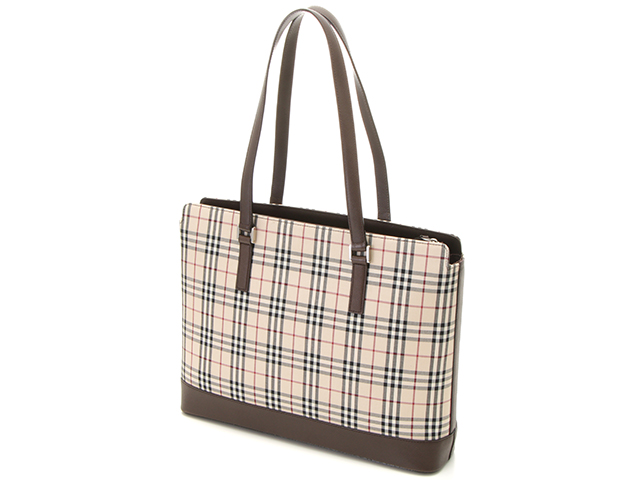 BURBERRY バーバリー ノバチェック トートバッグ ショルダーバッグ キャンバス レザー ベージュ ブラウン 2148103481949【200】