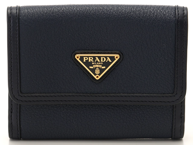 PRADA プラダ Wホック財布 1MH523 カーフ ネイビー【434】 の購入なら