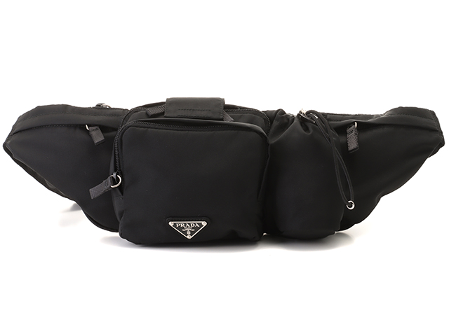 プラダ ウエストバッグ ボディバッグ ナイロン VA0056 ブラック 黒 カジュアル 普段使い シルバー金具 レディース メンズ 女性 男性 PRADA waist bag nylon black