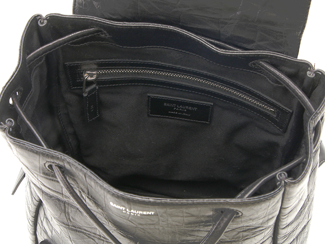 SAINT LAURENT ブラックバックパック CITY backpack in nylon ripstop and leather in Black | Saint