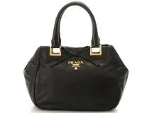 PRADA プラダ リボン 2way ショルダー レザー ブラック【460】2148103493171 の購入なら「質」の大黒屋（公式）