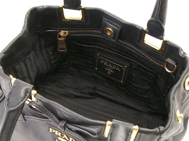 PRADA プラダ リボン 2way ショルダー レザー ブラック【460 PRADA プラダ リボン 2way ショルダー レザー ブラック【460