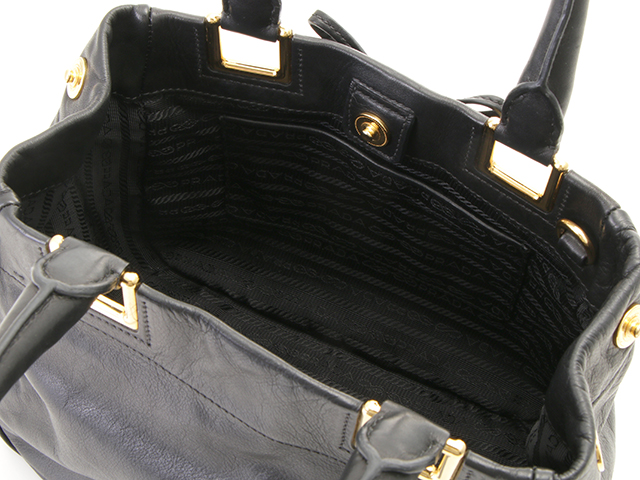 PRADA プラダ リボン 2way ショルダー レザー ブラック【460 PRADA プラダ リボン 2way ショルダー レザー ブラック【460