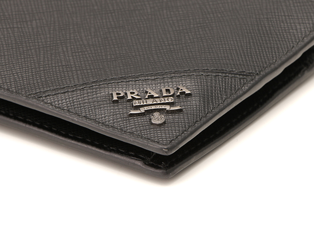PRADA プラダ 二つ折り財布 ブラック サフィアーノ 2M0738 箱・ギャラ