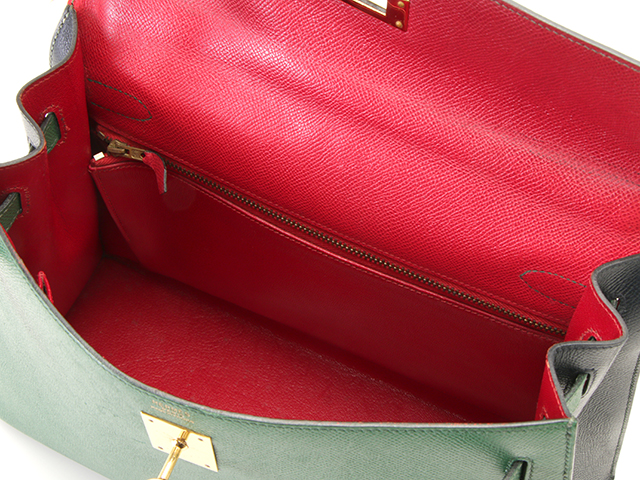HERMES エルメス ハンドバッグ ケリー32 グリーン ルージュ
