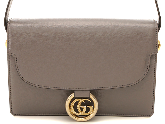 GUCCI　グッチ　GGマーモント　ショルダーバッグ　レザー グレー　589474　【472】2148103496073