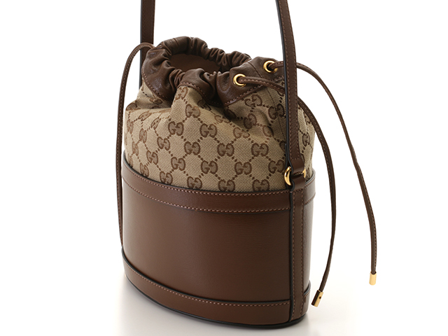 【ネット限定】GUCCI グッチ　ＧＧホースビット1955バケットバッグ　602118　キャンバス　カーフ　 ブラウン【888】2148103498336　Ｔ