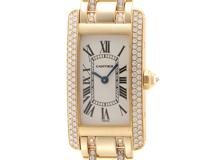 Cartier カルティエ　レディース クオーツ　タンクアメリカン WB7012JL　アイボリー文字盤 K18 ダイヤベゼル【472】HK