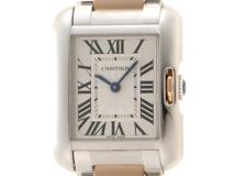 Cartier　カルティエ　タンクアングレースSM　Ｗ5310036　Ｋ18ピンクゴールド/ステンレス　シルバー文字盤　女性用　クオーツ時計【473】