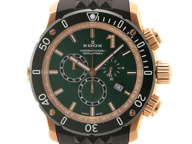 EDOX エドックス クロノオフショア1 300本限定 クロノグラフ クォーツ メンズ 腕時計 グリーン文字盤 10221