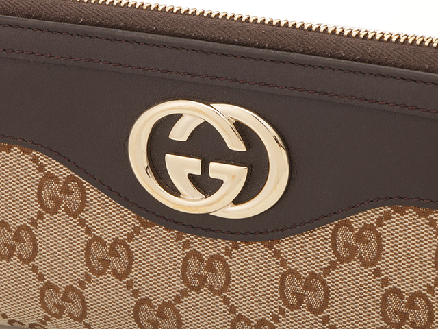 GUCCI グッチ スーキ―ラウンド長財布 ブラウン キャンバス GUCCI グッチ スーキ―ラウンド長財布 ブラウン キャンバス