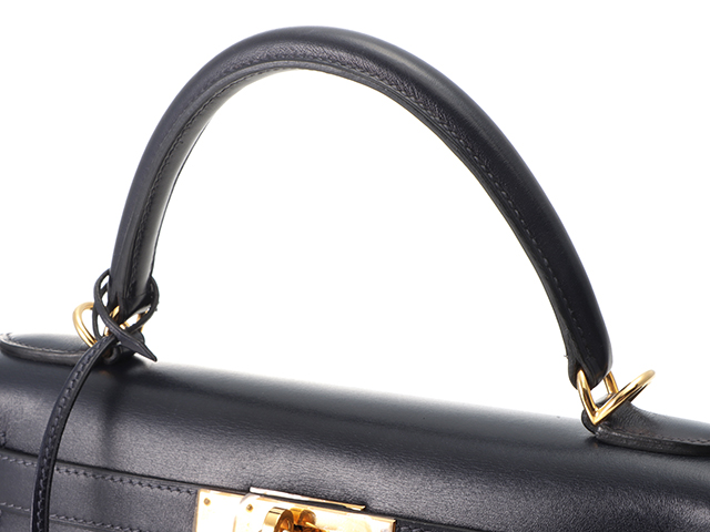 HERMES エルメス ハンドバッグ ケリー28 ネイビー ゴールド金具