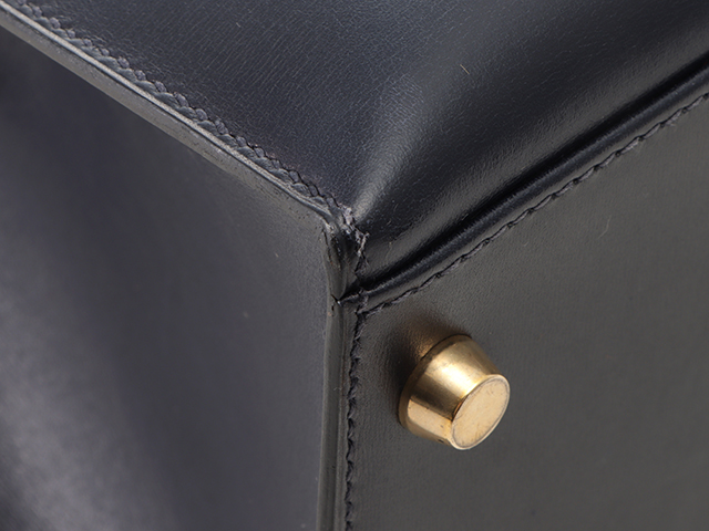 HERMES エルメス ハンドバッグ ケリー28 ネイビー ゴールド金具