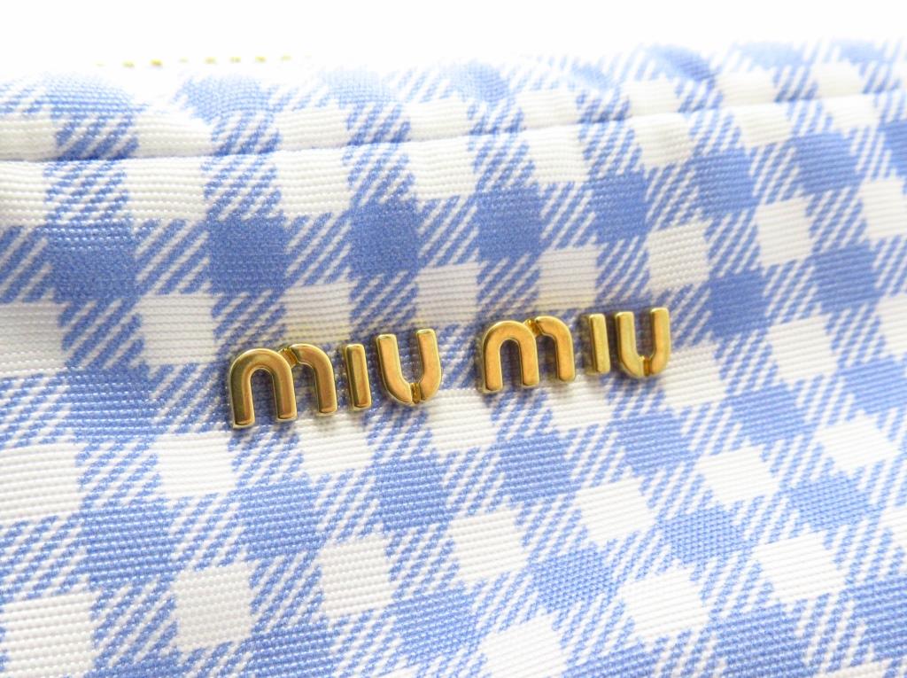 miu miu ミュウミュウ チェック柄 コスメポーチ ミズイロ