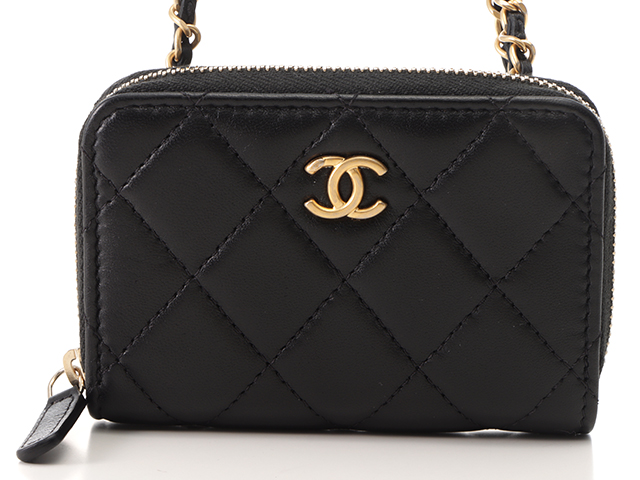 CHANEL シャネル ミニチェーンウォレット パールクラッシュ ブラック 