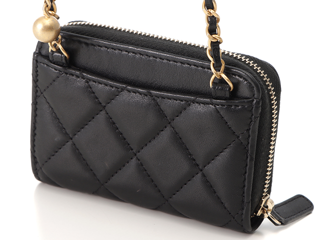 CHANEL シャネル ミニチェーンウォレット パールクラッシュ ブラック/GP ラムスキン 31番台 AP2462【432】  2148103508608 の購入なら「質」の大黒屋（公式）