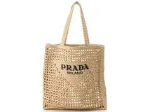 ネット限定】 PRADA プラダ トートバッグ 1BG393 ブラウン ラフィア