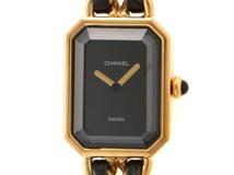 CHANEL　シャネル　プルミエールL　H0001　GP/革　ブラック文字盤　クォーツ　2148103509186　【437】