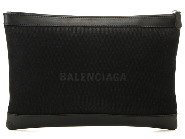 BALENCIAGA バレンシアガ ネイビークリップＬブラック キャンバス