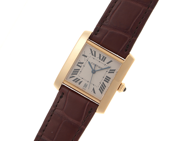 Cartier カルティエ タンクフランセーズLM W5000156 YG/革 アイボリー