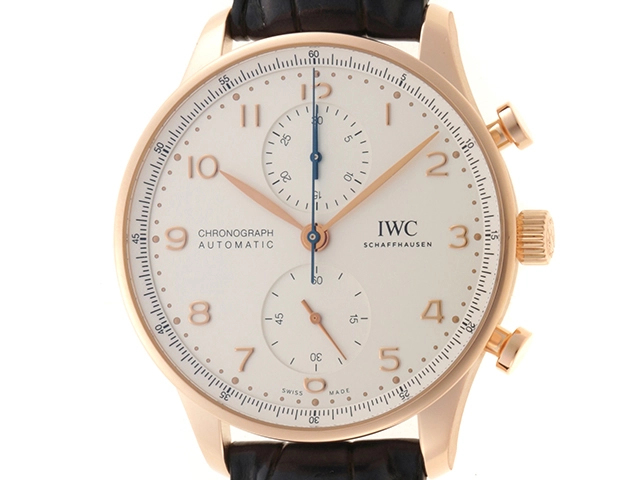 IWC　インターナショナルウォッチカンパニー　腕時計　ポルトギーゼ・クロノグラフ　IW371611　シルバー文字盤　ピンクゴールド/革　自動巻き　2021年正規【472】SJ