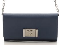 PRADA　プラダ 　ブルー　サフィアーノ　チェーンウォレット　シルバー金具　1MT440　【436】　2148103522338