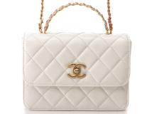 CHANEL　シャネル　マトラッセ2WAYトップハンドルミニフラップバッグ　レザー　ホワイト/マルチカラー【431】
