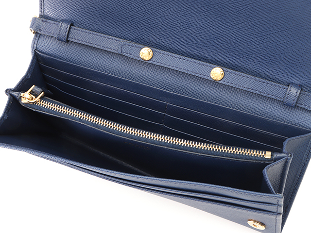 PRADA プラダ チェーンウオレット ブルー レザー【430 PRADA プラダ チェーンウオレット ブルー レザー【430
