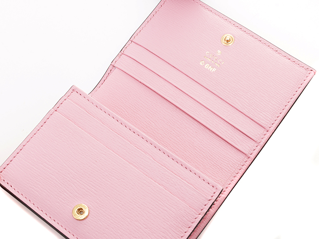 GUCCI グッチ ライトニングボルト コンパクトウォレット ピンク レザー