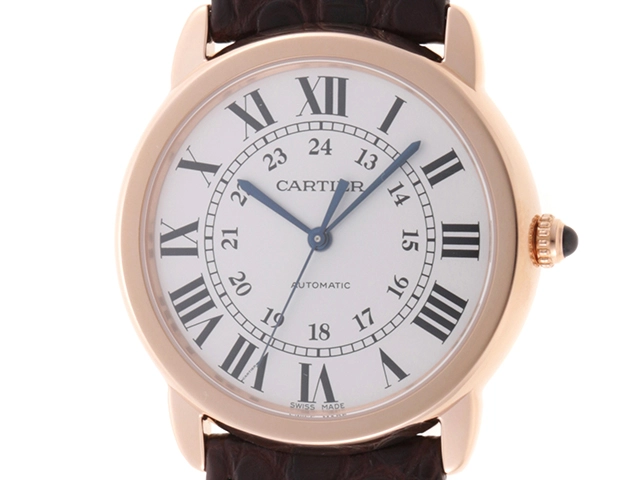 Cartier　カルティエ　メンズ腕時計　ロンドソロ　W2RN0008　自動巻き　シルバー文字盤　ローズゴールド　ステンレス【433】