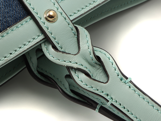 GUCCI グッチ トートバッグ ロゴ インディゴブルー/ライトブルー