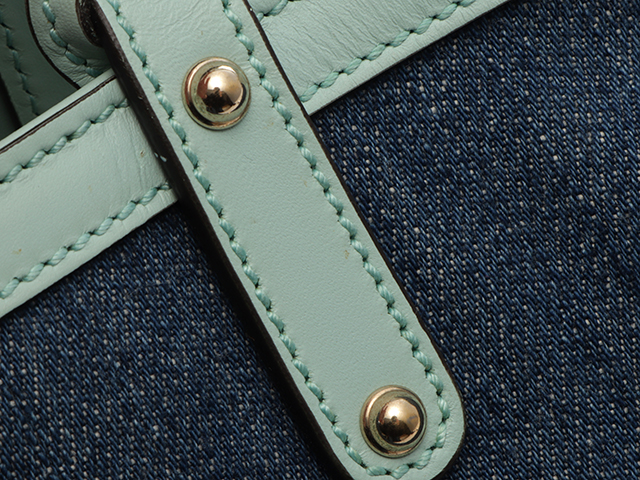 GUCCI グッチ トートバッグ ロゴ インディゴブルー/ライトブルー