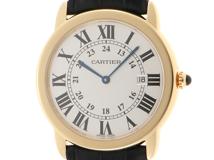 Cartier　カルティエ　メンズ腕時計　ロンドソロLM　W6700455　シルバー文字盤　クォーツ　イエロゴールド/ステンレス/革ベルト【433】