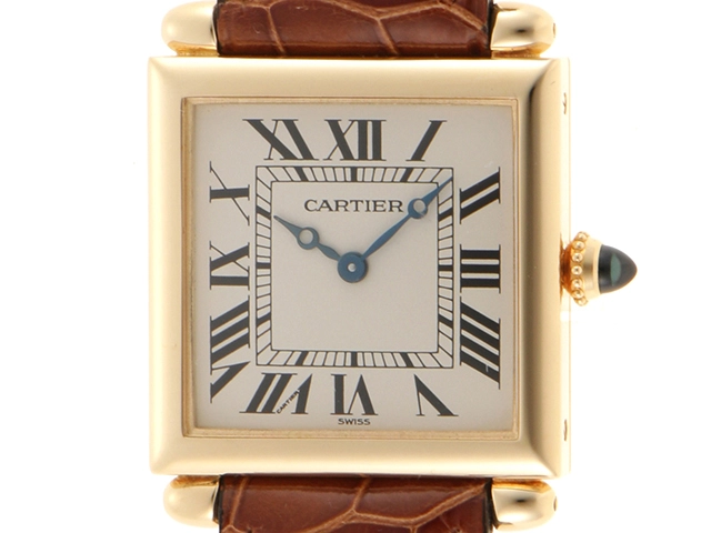 Cartier カルティエ 時計 タンク・オビュ W1512256 YG ワニ革ベルト 