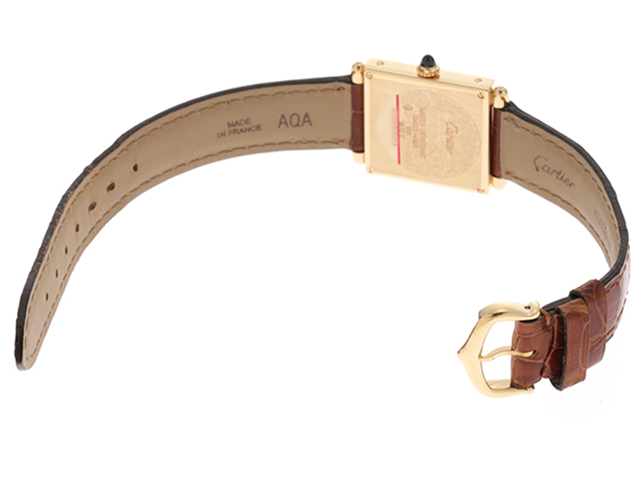 Cartier カルティエ 時計 タンク・オビュ W1512256 YG ワニ革