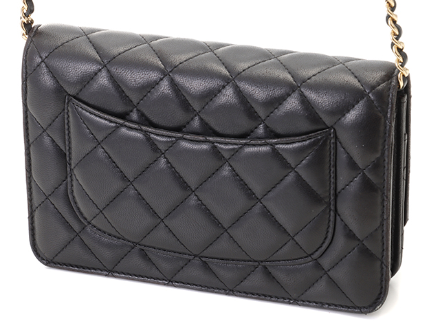 VIP◆送料込み【CHANEL】チェーン 財布 ラムスキン ブラック キャビアスキン シャネル ミニ財布/コインケース/チェーン