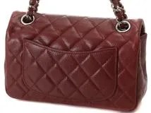 CHANEL　シャネル　ミニマトラッセチェーンショルダー　ソフトキャビア　ボルドー　SV【431】2148103541735