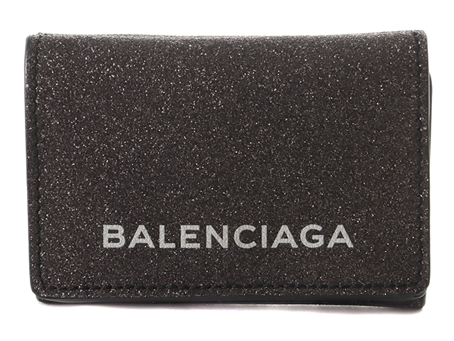 BALENCIAGA バレンシアガ 三つ折財布 グレーラメグリッター レザー