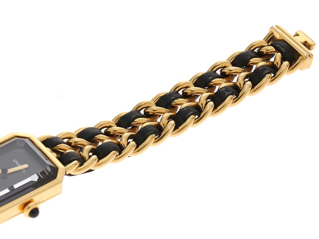 CHANEL シャネル プルミエールL H0001 GP/革 ブラック文字盤 Lサイズ