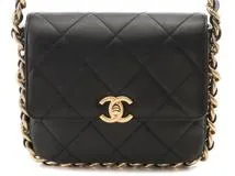 CHANEL　シャネル　マトラッセ　フラップショルダーバッグ　ブラック　GP　カーフ【432】2148103544316