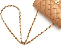 CHANEL　シャネル　ダイアナ　マトラッセ　チェーンショルダー　ゴールド　レザー【472】HG