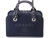 CHANEL　シャネル　ドーヴィル ボーリングバッグ ネイビー/キャンバス/レザー【430】2148103545504