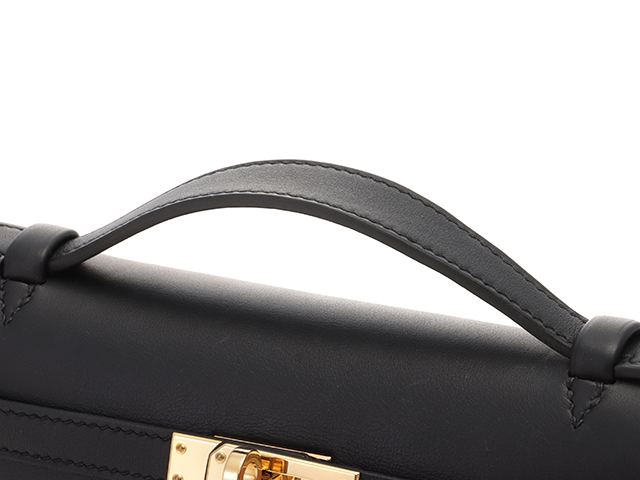 HERMES エルメス ポシェットケリー ブラック ゴールド金具 HERMES エルメス ポシェットケリー ブラック ゴールド金具