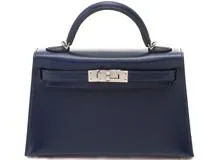 HERMES エルメス ミニケリー2 ブルーサフィール/SV ボックスカーフ
