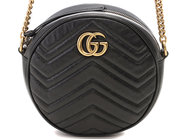 GUCCI グッチ GGマーモント チェーンショルダー ブラック レザー【436