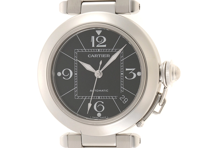 Cartier カルティエ 腕時計 パシャC デイト W31076M7 ステンレス ブラック文字盤 35mm 自動巻き【472】SJ
