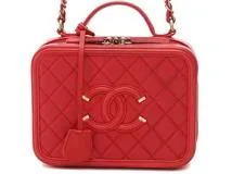 CHANEL CCフィリグリー　バニティ　レッド CHANEL シャネル CCフィリグリー A93343 チェーンヴァニティ レッド/GP