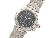 Cartier カルティエ　パシャシータイマー　SS　ブラック文字盤　メンズ腕時計【433】