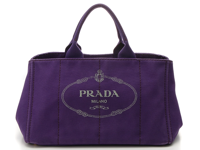 PRADA プラダ カナパＬ パープル キャンバス ハンドバッグ【471】I の